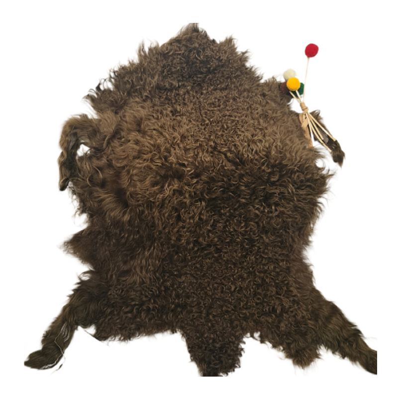 Sheepskin Fur Integrated Semi-Finished Lamb Wool Raw Material Zhangzi Fur Plush Doll Hair DIY Brown Black Curly Pattern