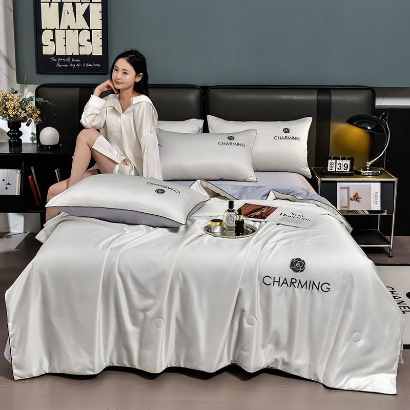 2025 Spring and Summer New Washed Silk Embroidered Summer Quilt