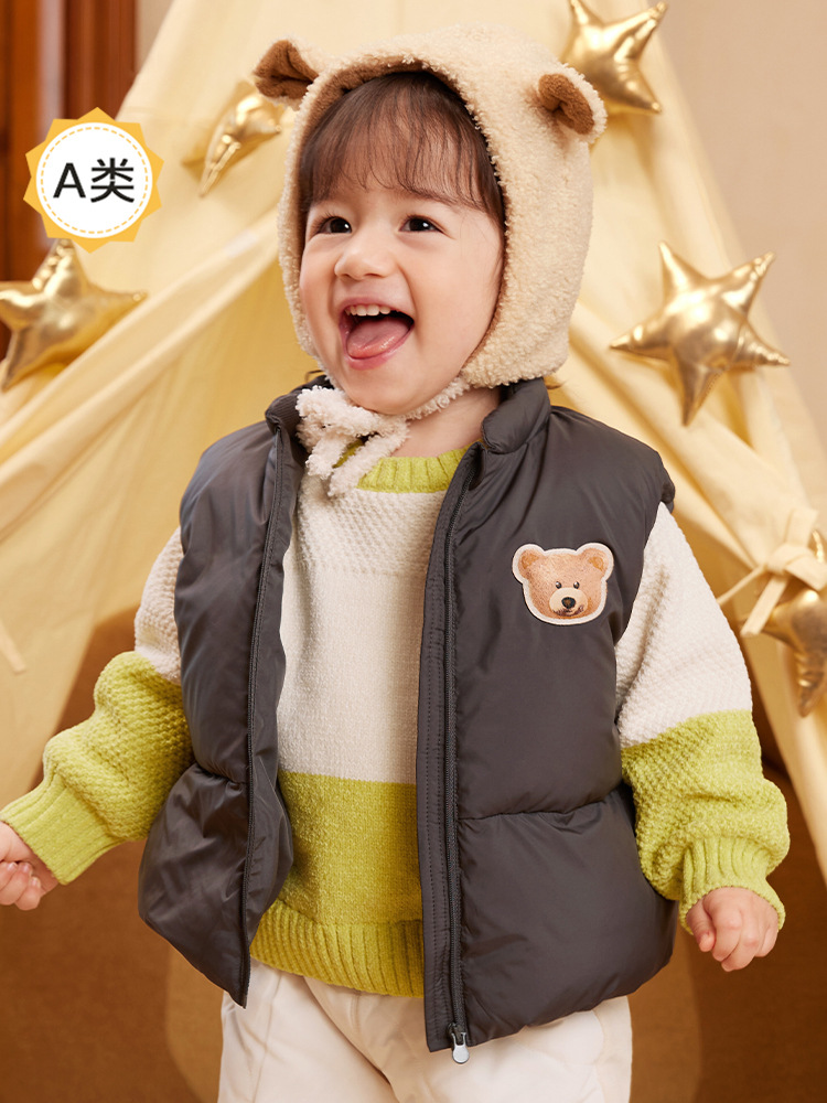 Baby Vest Outer Wear 2025 New Baby down Jacket Vest Winter Thickeneded Warm Fashionable Cute White Duck down Trendy
