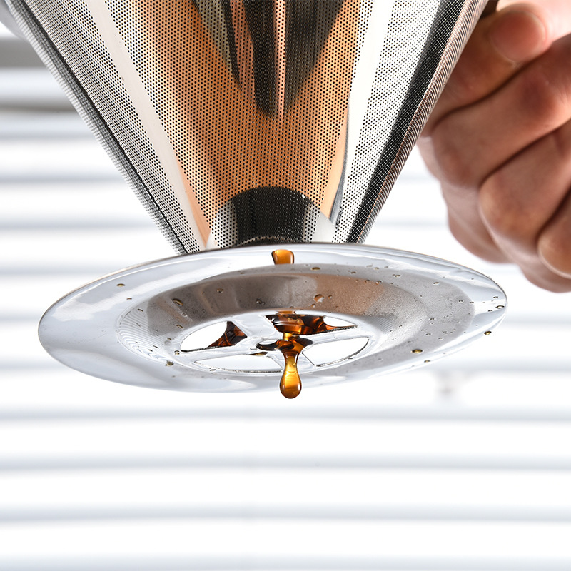 304 Stainless Steel Coffee Filter Double-layer Screen Large Household Non-filter Paper Drip-type Filter for Hand Brewed Coffee