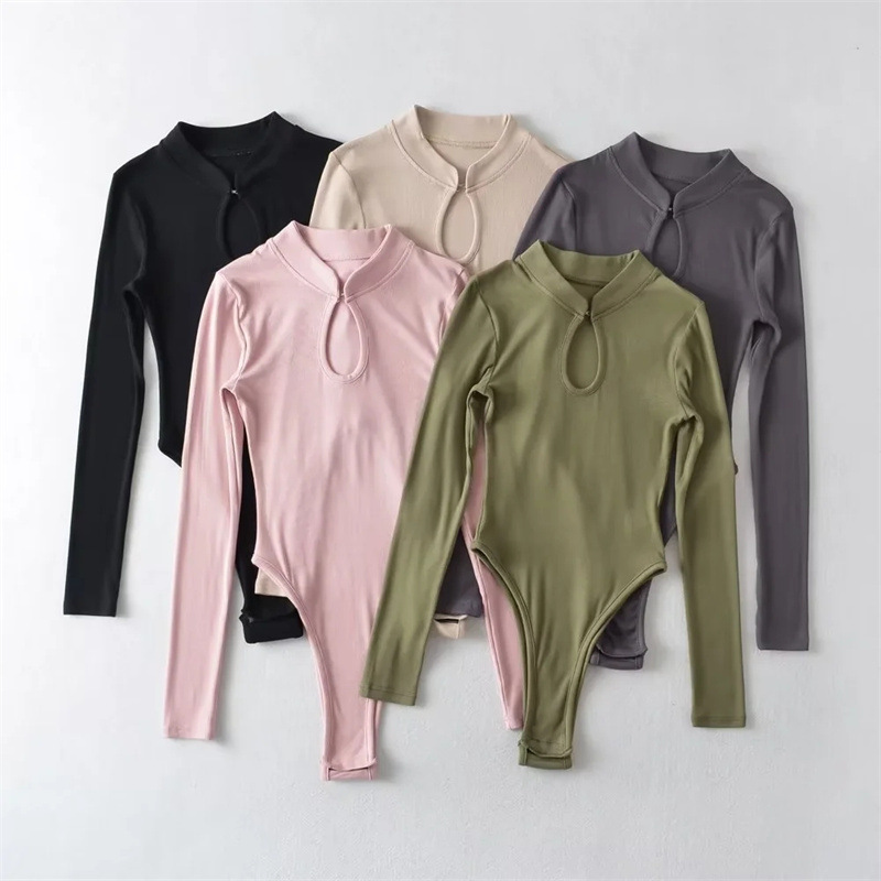 Стильный комбинезон с вырезом на груди, новый топ с растягивающимся воротником для женщин