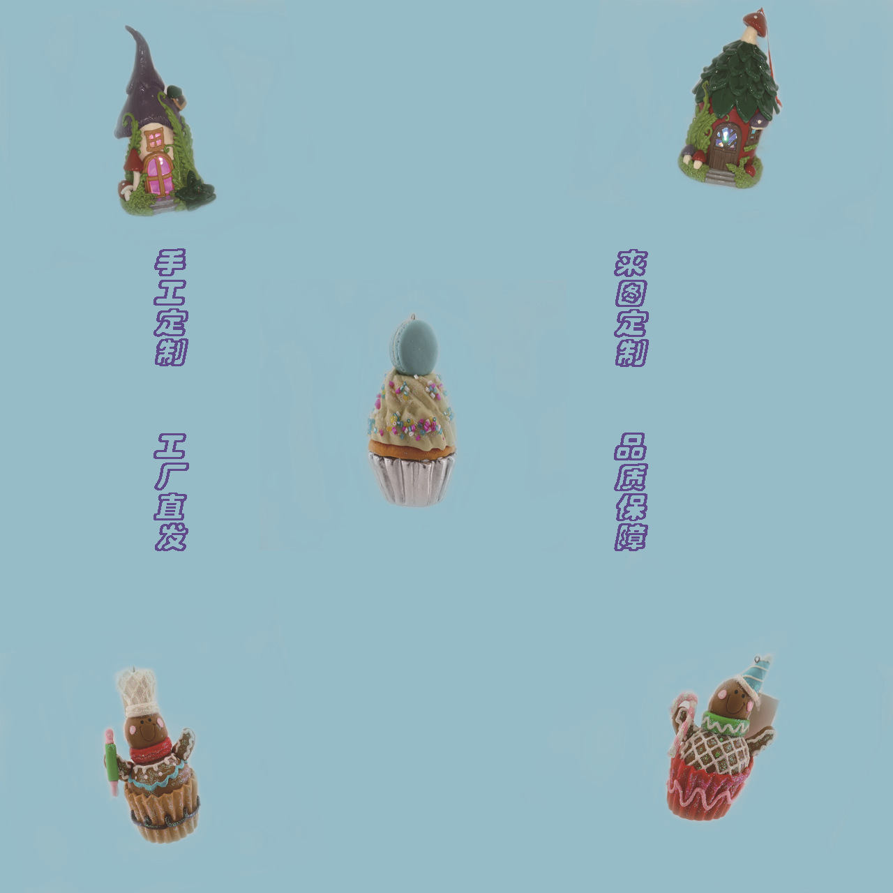 Manufacturer Customized Handmade Soft Clay Crafts Cute Little Animal Cartoon Dolls Christmas Decorations