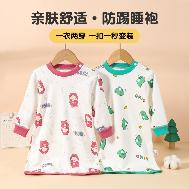 Детская зимняя пижама, теплый комбинезон для сна на весну и осень, унисекс, из хлопка, ночная рубашка