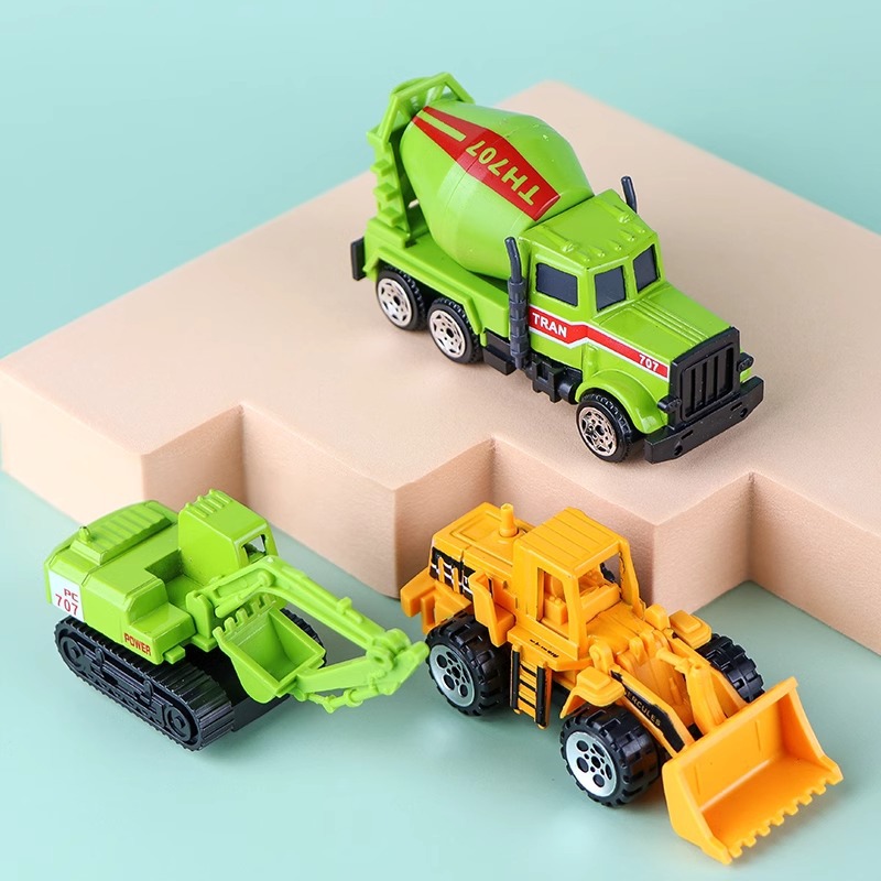 Cross-border hot selling yellow and green alloy car model toy engineering car hook machine bulldozer 6 suit boys love cars