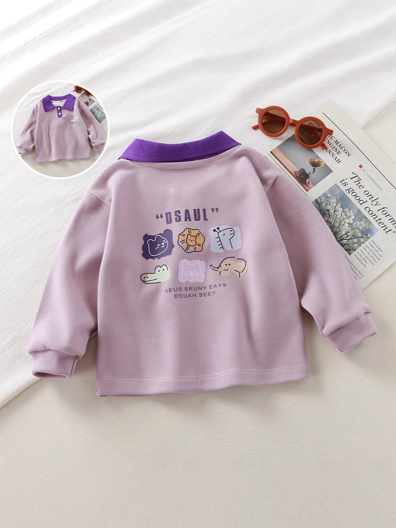 25 Years Spring and Autumn New Girls' Fashionable Loose All-match Polo Shirt Boys' Warm Outer Wear Hoodie Top