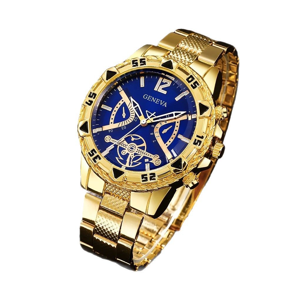 Cross-Border Popular Men's Steel Band Watch Men's High-End Large Dial Business Watch Fully Automatic Glass Quartz Watch