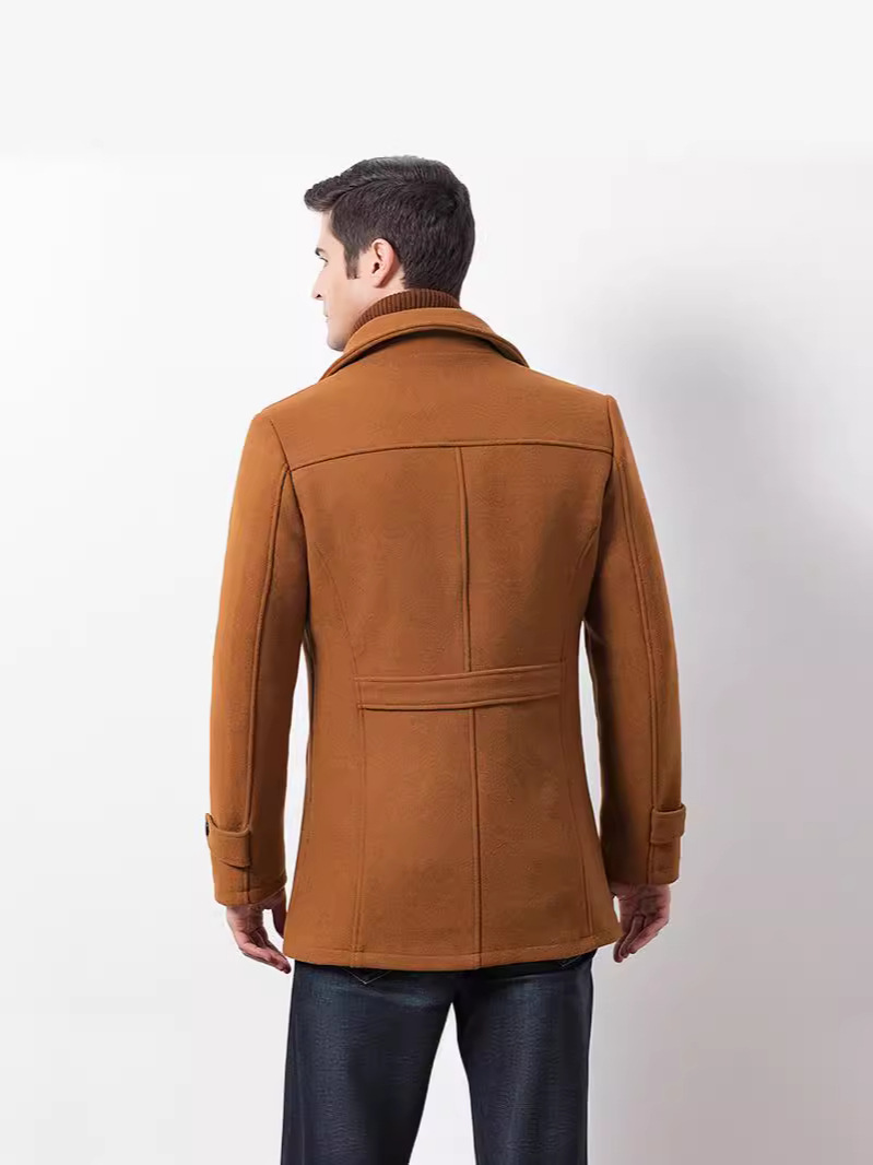 European Size Men's Woolen Outwear Men's Double Collar Wool Outwear Wholesale Cross-Border Supply Wish Amazon Plus Size Men's Clothing