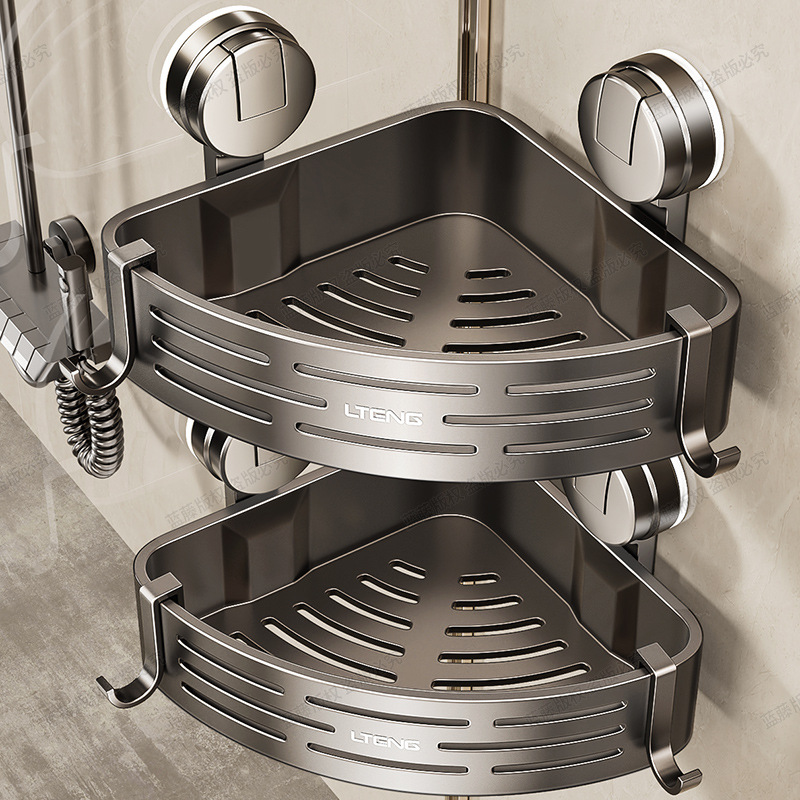 Bathroom Suction Cup Triangle Basket Storage Rack Bathroom Sink Corner Punch-Free Wall-Mounted Toilet Storage Rack