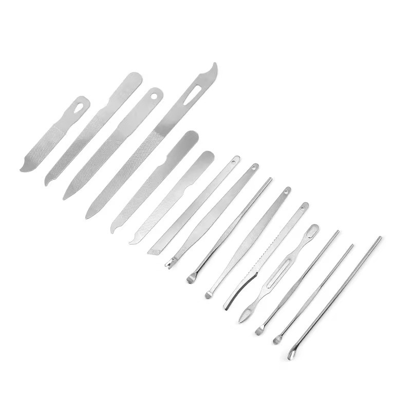 Пилка для ногтей из нержавеющей стали, полировочная пилка, вилка для мертвой кожи, ложка для ушей, маникюрный набор, аксессуары и инструменты