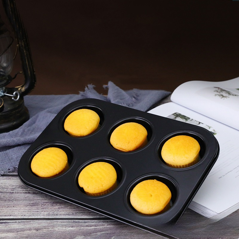 4/6/9/12 Even Carbon Steel Cake Mold Mafen Cup Even Mold Baking Pan Household Pudding Baking Tools