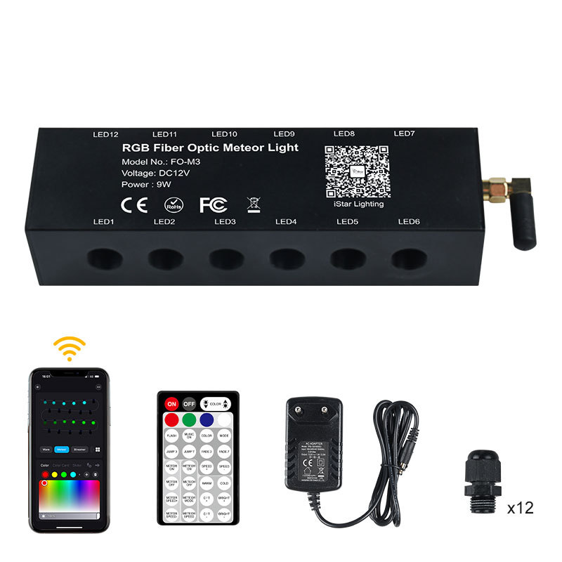 New Product 9W Led Fiber Optic Light Car Theater Light Source Machine Rgb Led Meteor Machine Starry Sky Light Starry Sky