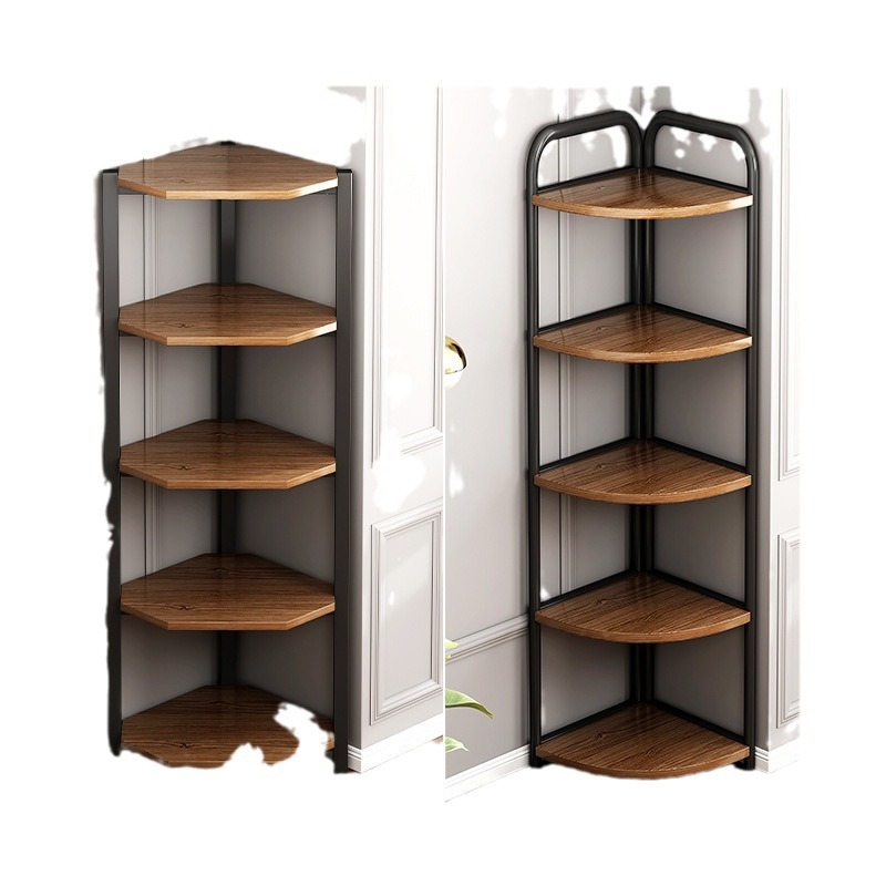 Corner Cabinet Floor-Standing Corner Storage Rack Living Room Corner Storage Shelf Triangular Multi-Layer Bookshelf Bedroom Corner Corner
