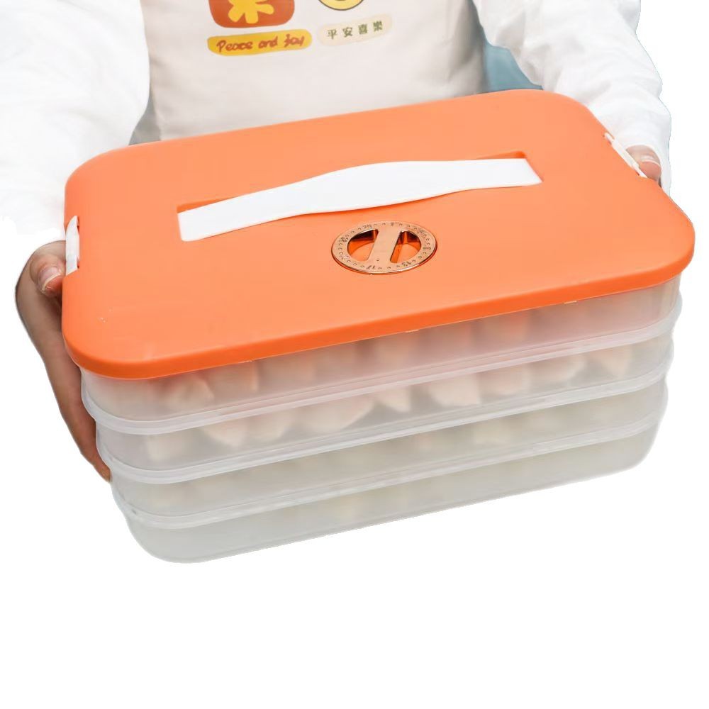 Large Capacity Dumpling Box Portable Fresh-keeping Box with Timing Multi-layer Combination Storage Box Kitchen Refrigerator Wonton Box