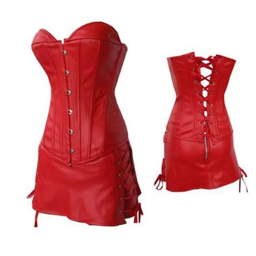 Кросс-бодрствующий комплект корсета из искусственной кожи для женщин