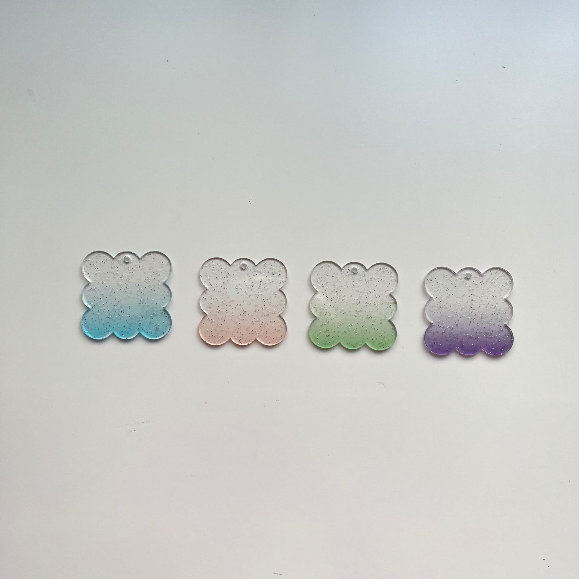 Glitter gradient goo card acrylic sheet plexiglass blank keychain transparent DIY round disc pendant