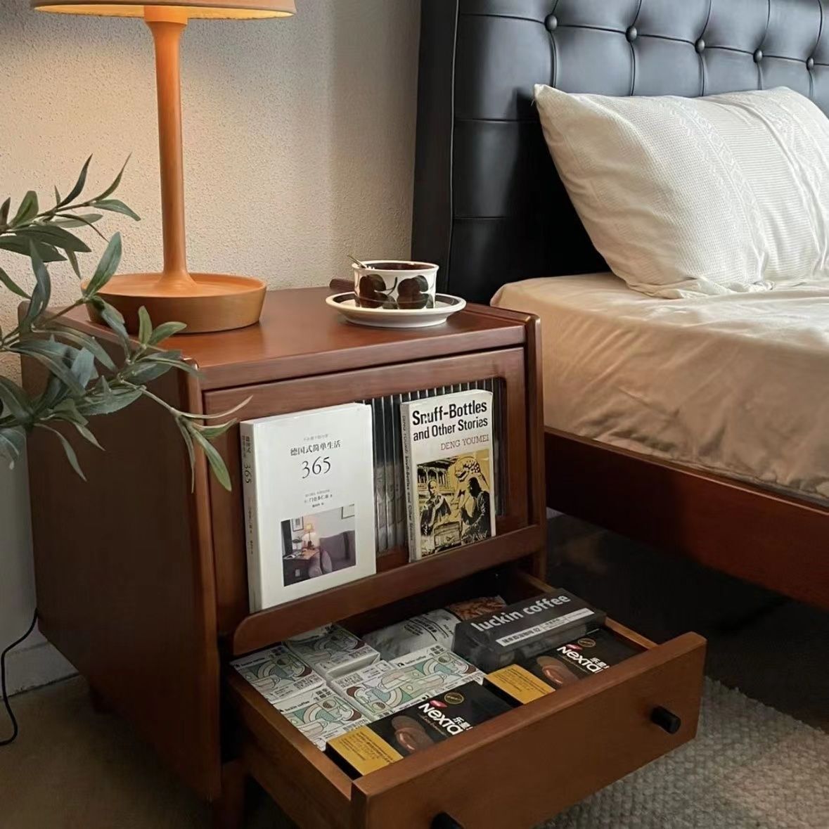 Винтажный прикроватный столик из массива дерева простой шкаф для хранения