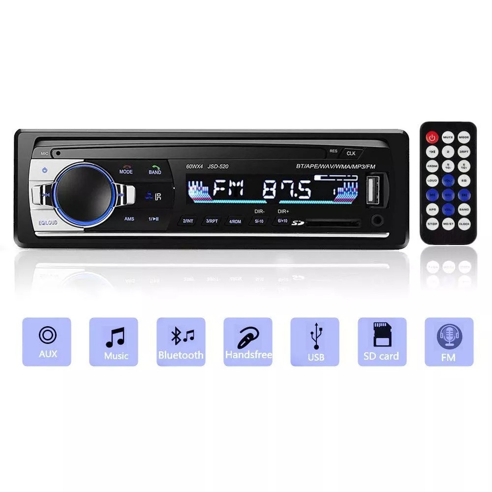 JSD520 cross-border new spot car Bluetooth MP3 single ingot car card U disk FM radio Bluetooth MP3