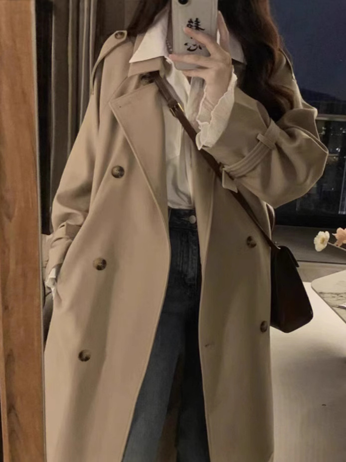 Маленькая ветровка в корейском стиле для женщин, новая двойная застежка, британский стиль, весна/осень 2025 года