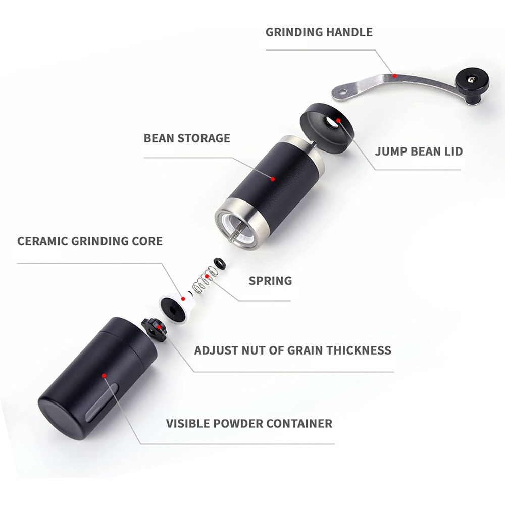 Hand Coffee Grinder Stainless Steel Black Plastic Spray Hand Coffee Grinder in stock Wholesale