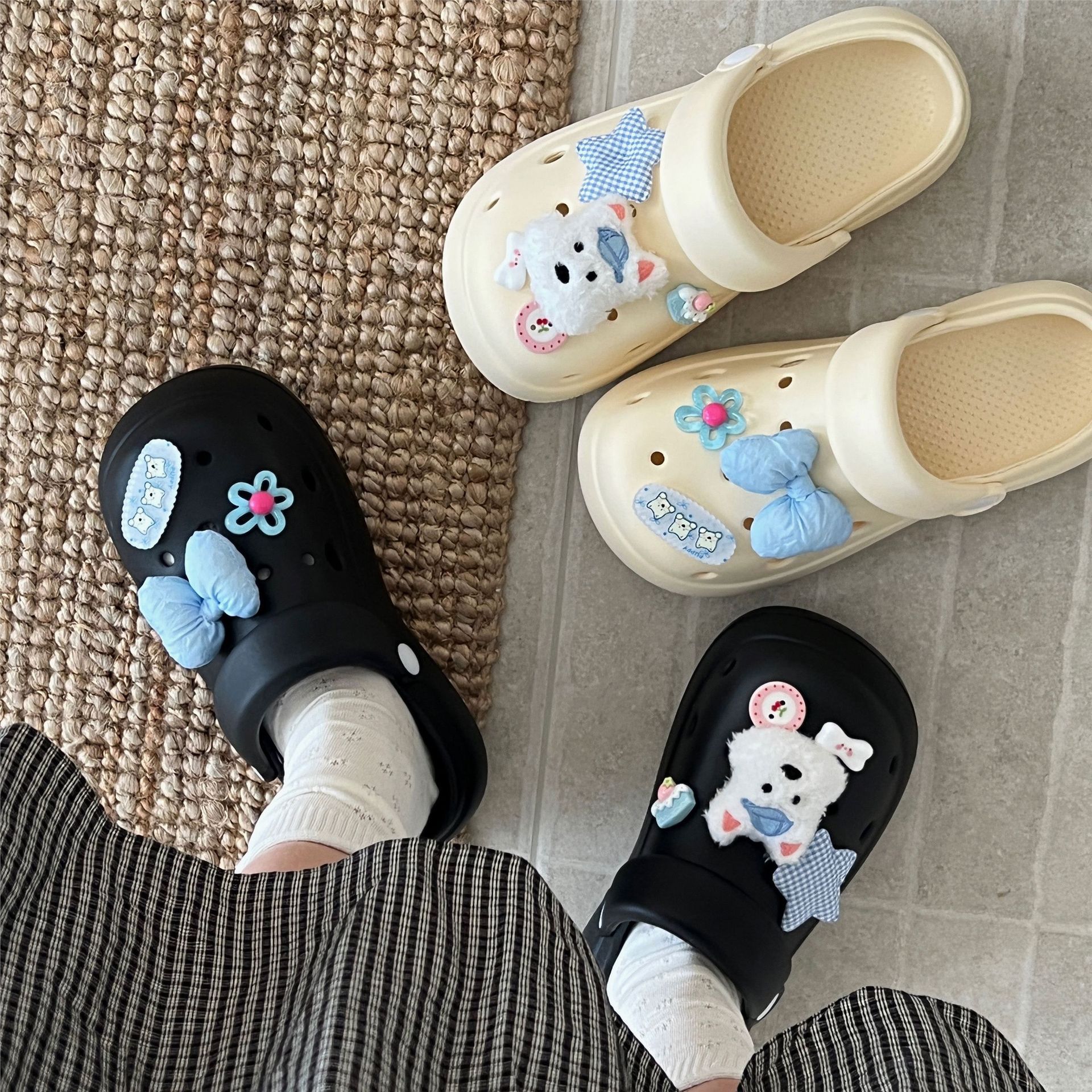 Милые и стильные сабо в форме собаки для женщин, лето 2025, утолщенные, легкие с закрытым носком