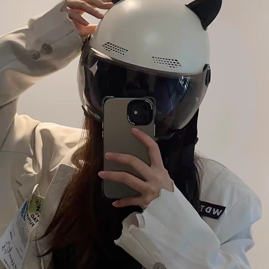 2025 New Cat Ear Electric Vehicle Helmet 3C Certified Men and Women Summer Cycling Sun Protection Helmet Universal for All Seasons