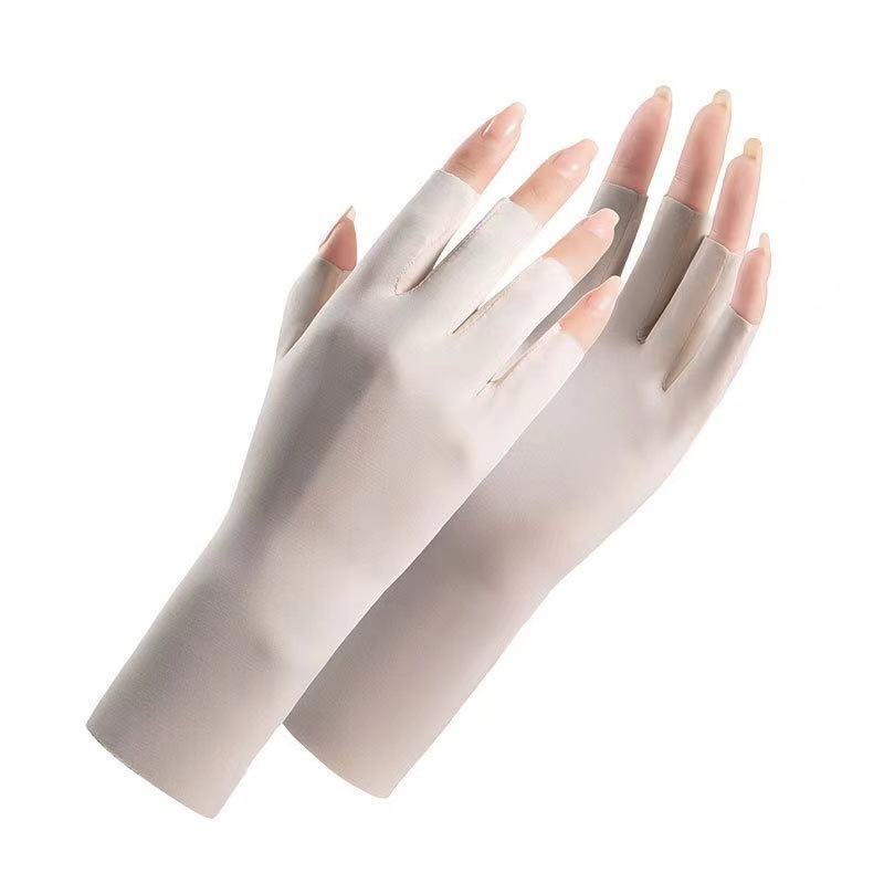 Sunscreen Nail Gloves Women's Summer Ultraviolet Protection Thin Breathable Outdoor Bicycle Driving Riding Ice Silk Gloves