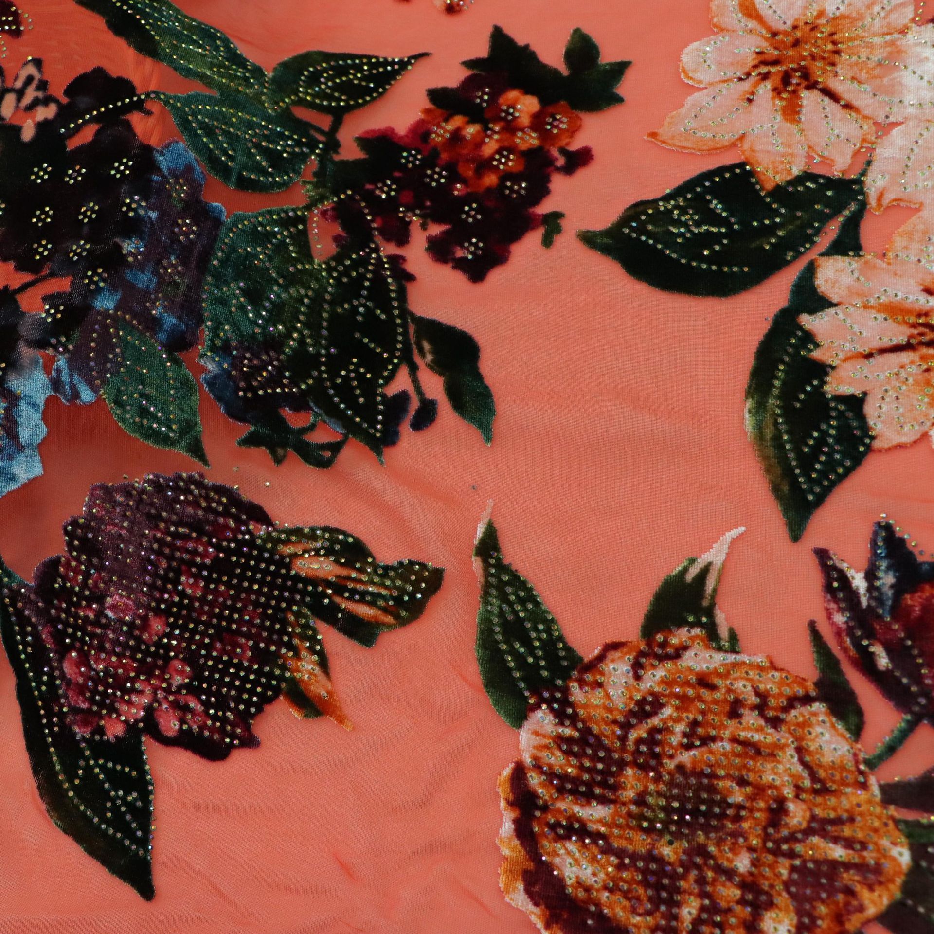 Оптовые производители, бархатная ткань с горячими стразами, жаккардовая бархатная ткань для ночной сорочки, платья, чонсама