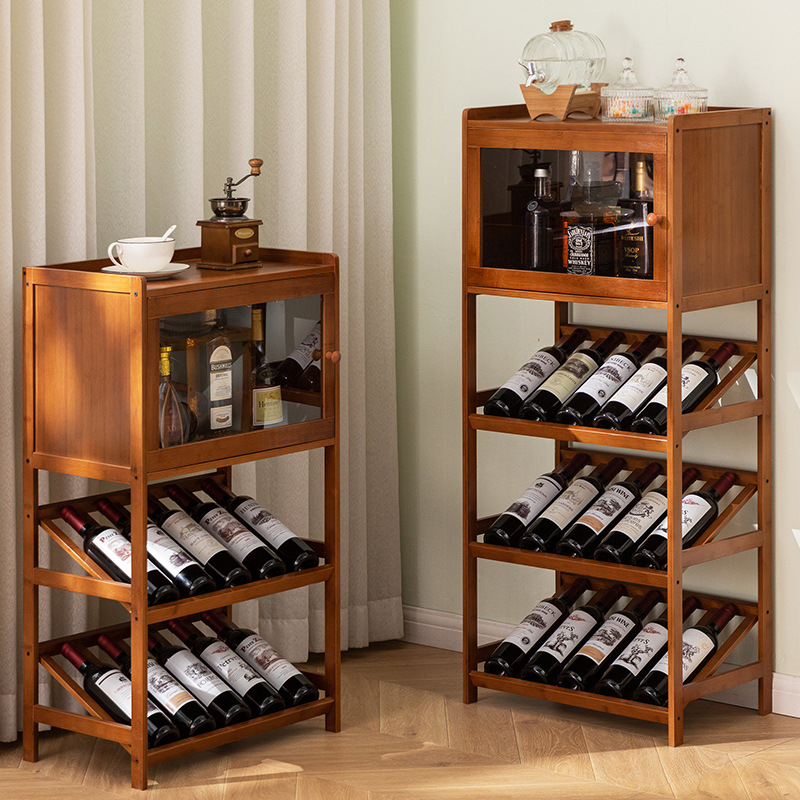 Red Wine Rack Storage Rack Household Small Wine Cabinet Wine Grids Bar Display Rack Wine Decoration Simple Solid Wood Wall Hanging