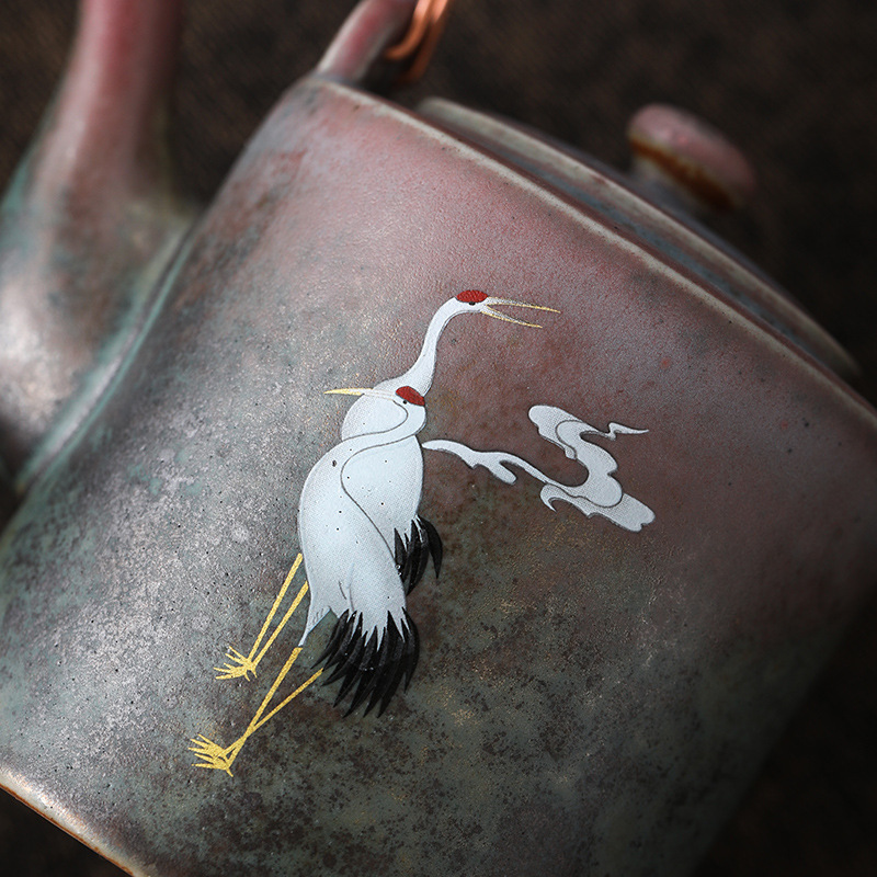 Ruihe Chengxiang Crane Pot Kiln Change Ceramic Retro Kung Fu Tea Set Cool Water Bottle Chinese Simple Teapot Tea Maker