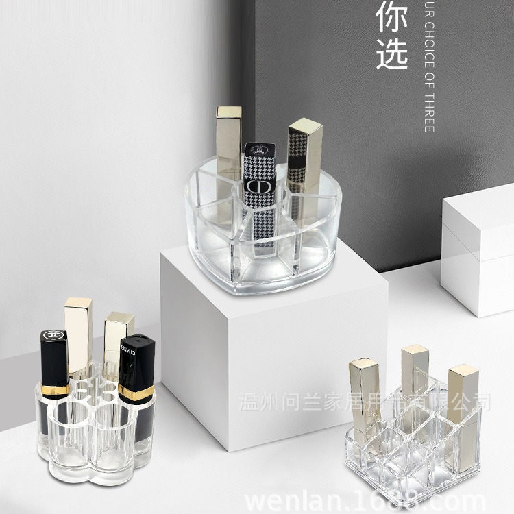 Love lipstick storage box transparent acrylic desktop lipstick display rack 9 lipstick storage grid wholesale