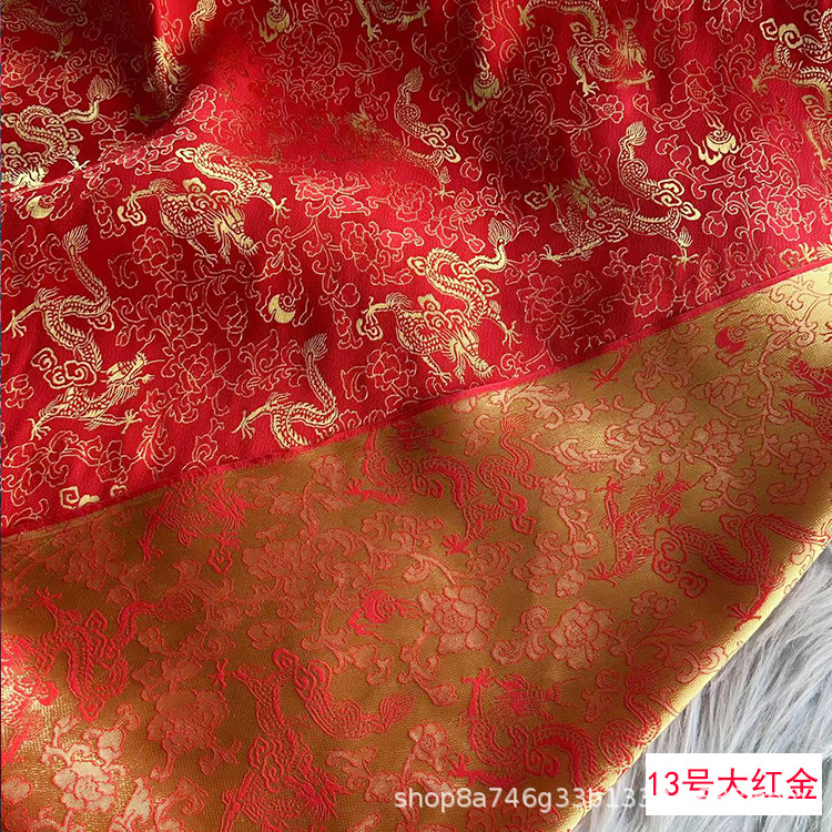 Jacquard Silk Fragrant Crepe Fabric Chinese Clothing Tang Suit Fabric Dragon Pattern Heavyweight Silk Cheongsam Top Fabric