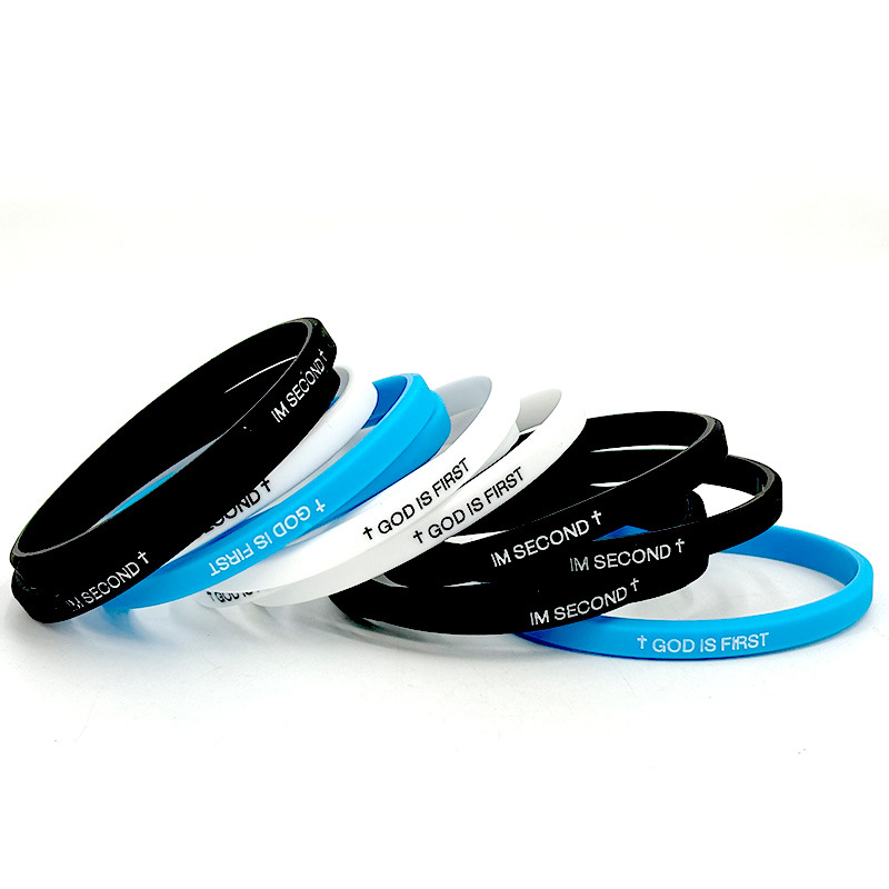 Multicolor thin strip GOD IS FIRST letter sports tide brand silicone bracelet 5mm colored rubber hand ring
