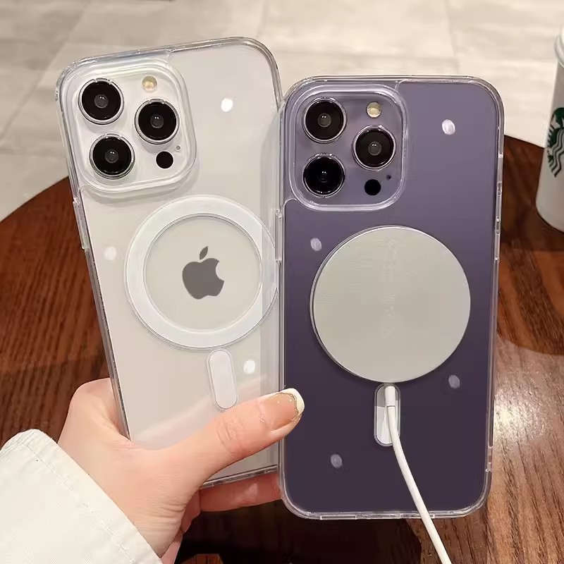 Magnetic Mobile Phone Case Suitable for Apple 17 Transparent Magsafe14 Acrylic 15Pro All-Inclusive Iphone16 Wholesale