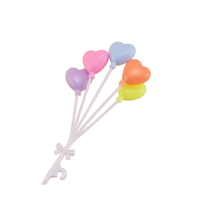Trendy Colorful Heart-Shaped Small Balloon Birthday Cake Topper Baking Decoration Insert Ornament Pretend Play Toy Accessory