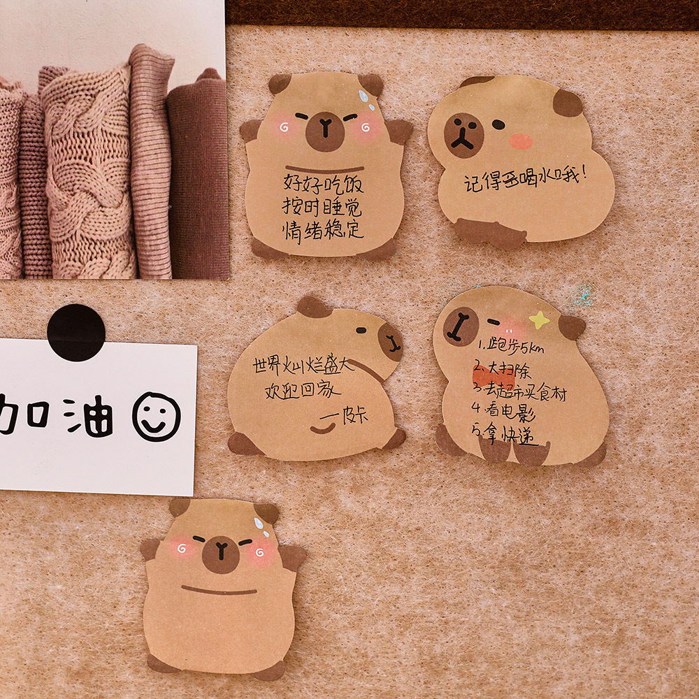 Cartoon Capybara Shaped Post-it Notes for Students Ins Cute Self-adhesive Notepad Capibala Message Notes N Stickers