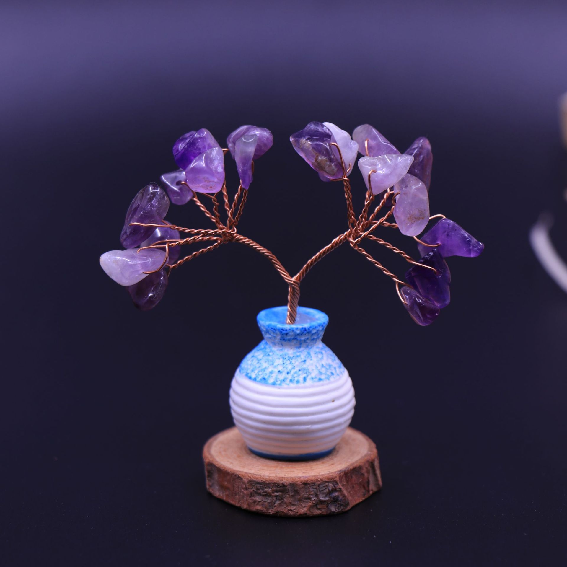 Mini small vase crystal tree cross-border desktop decoration handmade amethyst tree