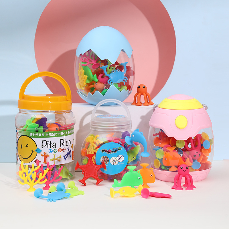 Bulk Marine Series Suction Cup Sticky Toy Kidsren's Bath Toy Cute Marine Animal Octopus Dolphin
