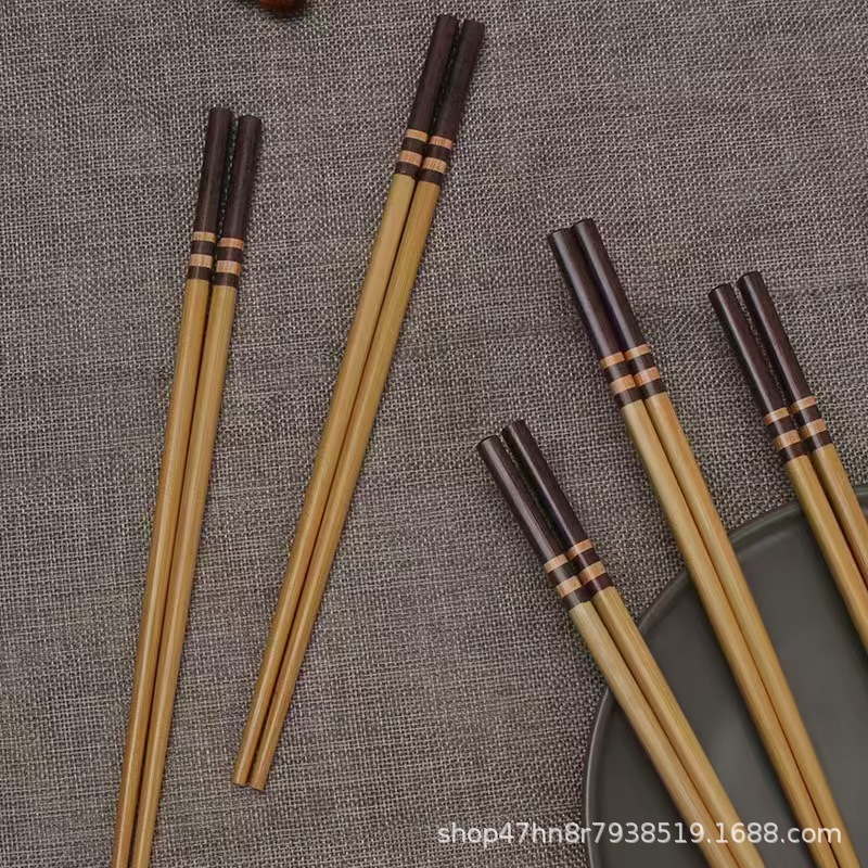 Wood Grain Chopsticks High-grade Bamboo Chopsticks Household Chinese-style Natural Phyllostachys pubescens is not easy to mildew non-slip high-temperature resistant bamboo chopsticks