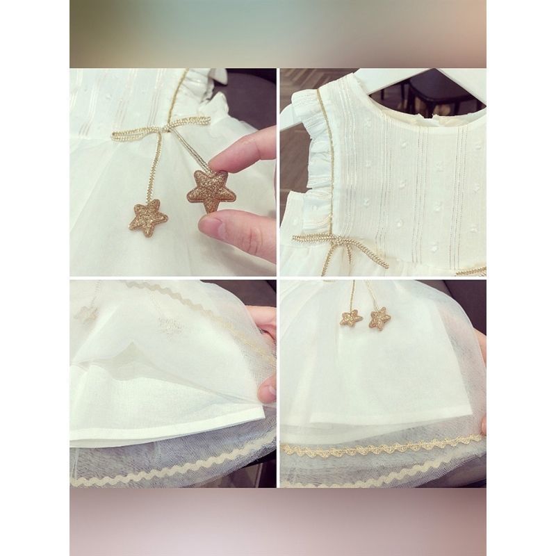 Baby gauze skirt 2023 Summer new western style summer dress girl's fluffy gauze one-year-old princess dress