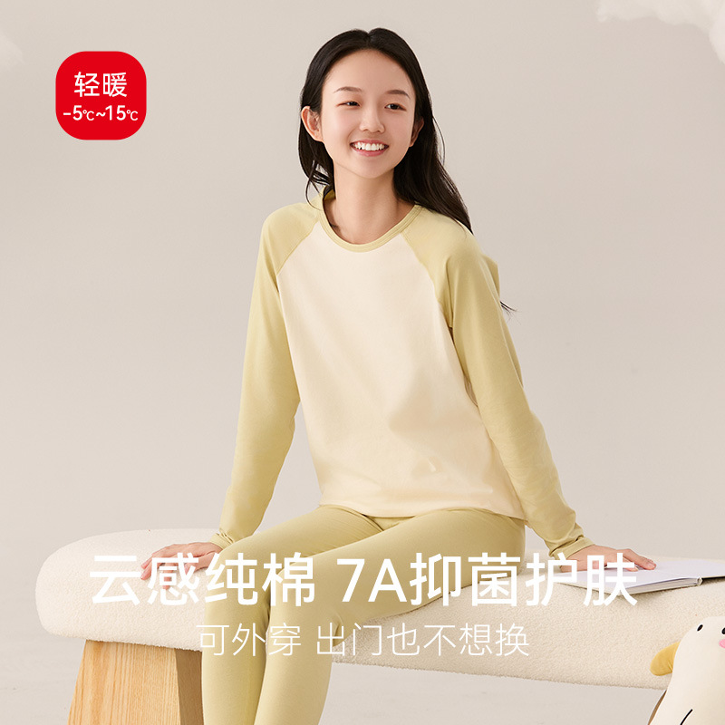 Комплект осенней одежды и брюк для девочек, термобелье и хлопковый свитер для школьников