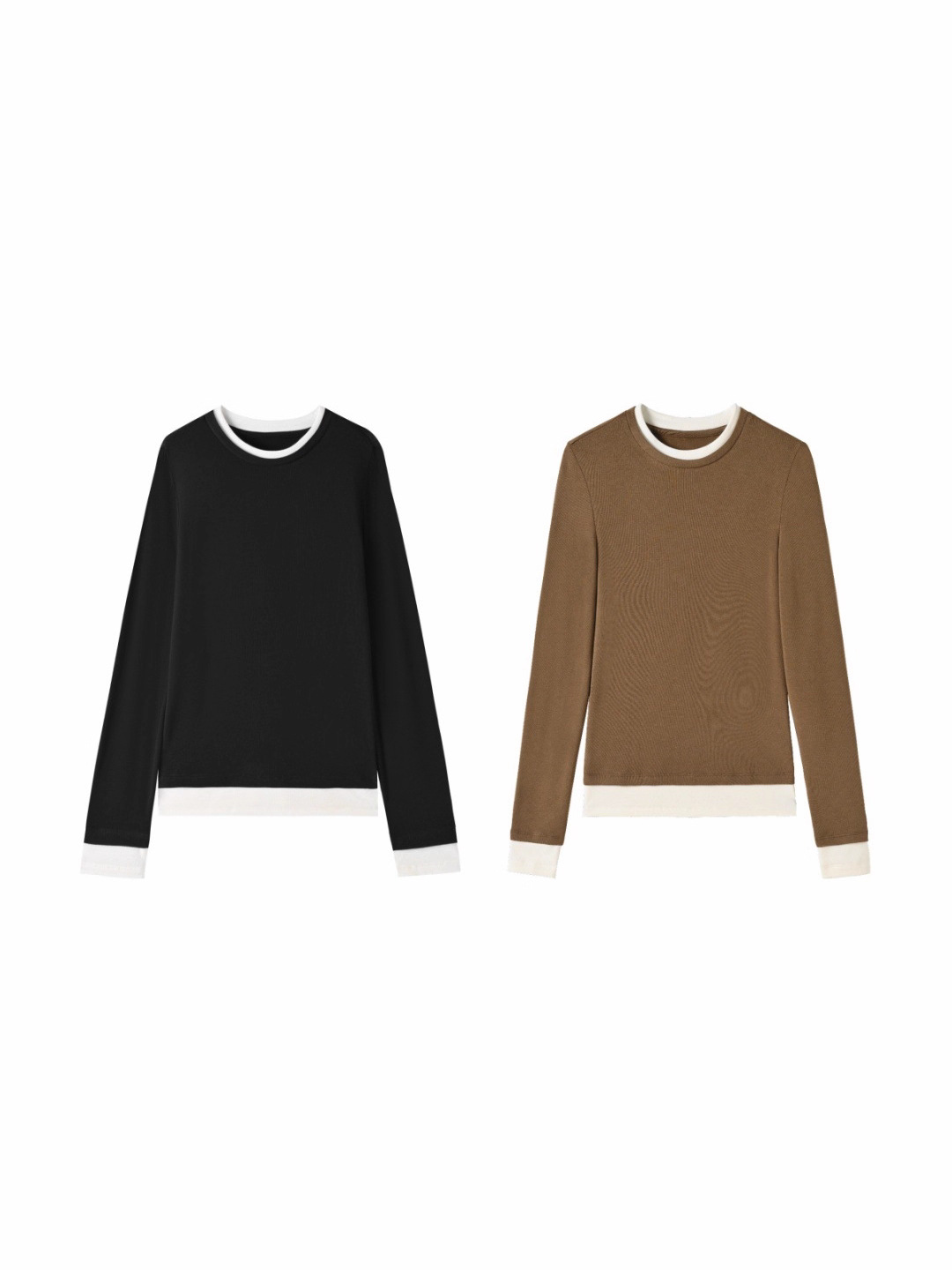 25 High-End Luxury Merino Wool and Tencel Blend Round Neck Long-Sleeve Knit Basic Slim-Fit Base Shirt Long T-Shirt for Women