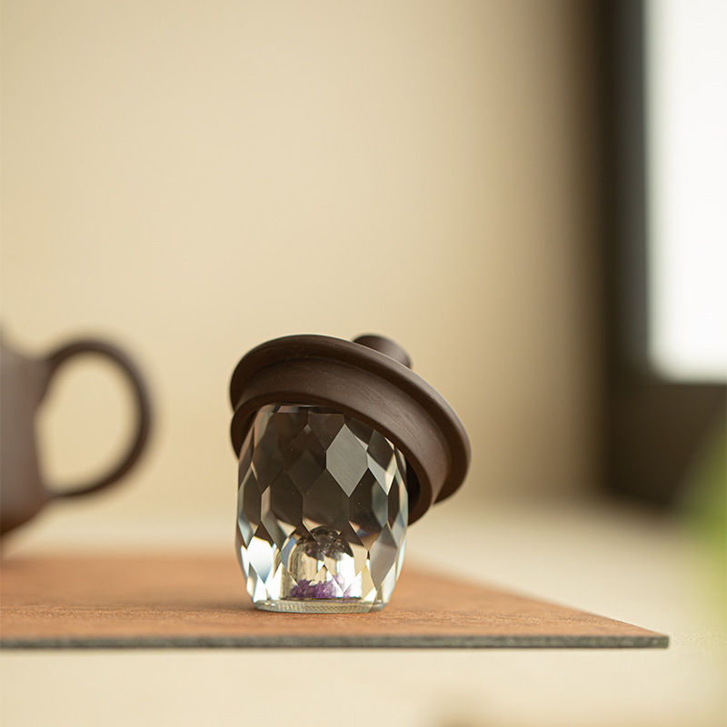 Handmade Crystal Lid for Teapot, Thickened Glass Tea Table, Tea Pet, Creative Tea Ornaments, Lid Bowl Lid for Tea Art