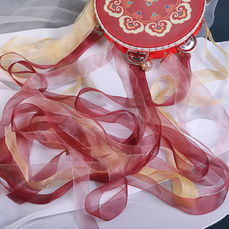Dunhuang Flying Dance Tambourine Upper Tambourine Drum Dance Props Ribbon Bell Drum Classical Dance Ribbon Drum Hanfu Photo