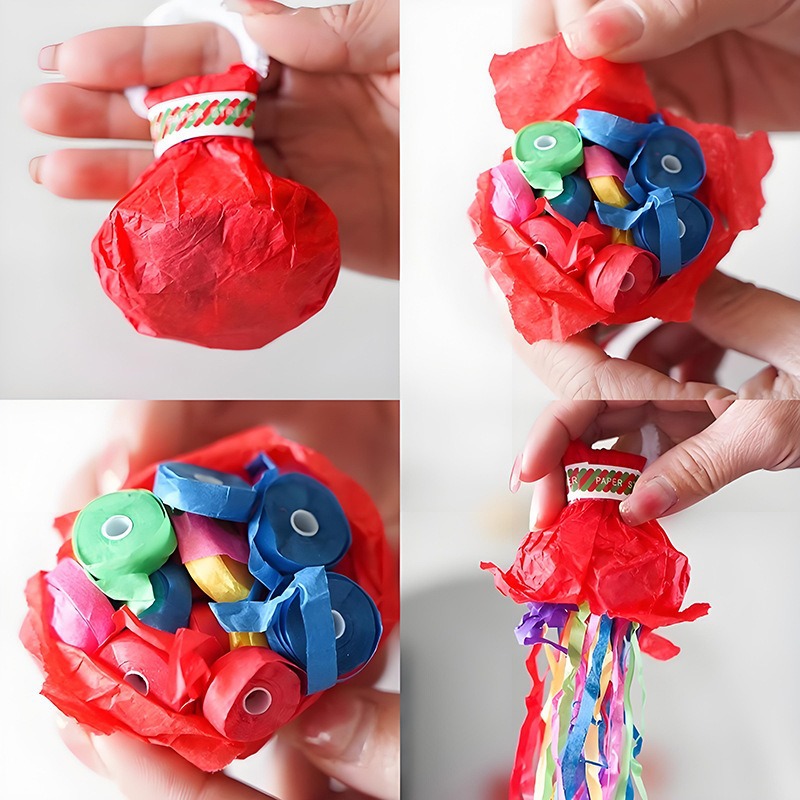 Hand-throwing ribbon pull flower color strip pull gun small salute wedding atmosphere props birthday spray tube hand-held wedding fireworks