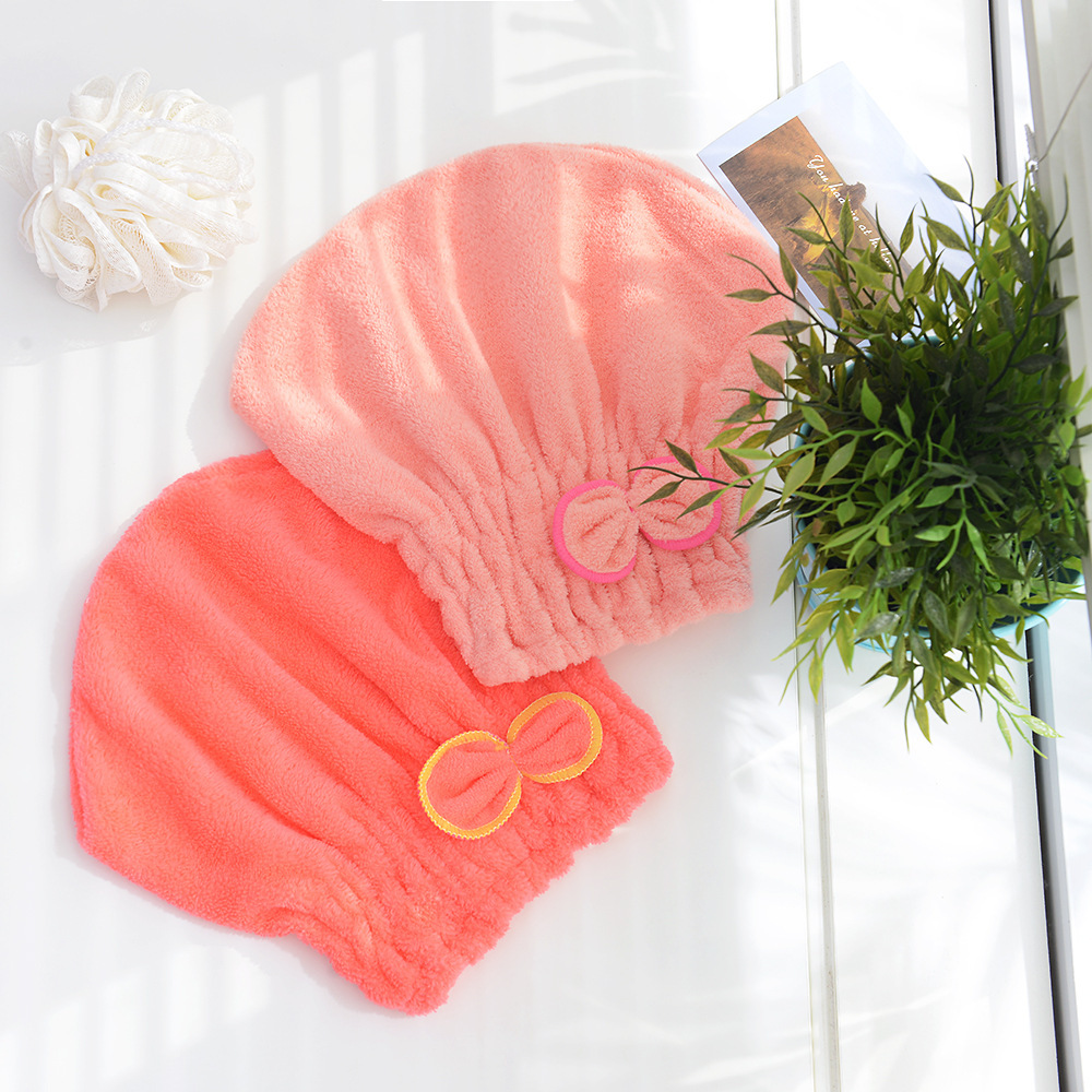 Coral fleece bow shower cap household Princess padded dry hair cap wipe head easy to dry a generation of high Yang wholesale