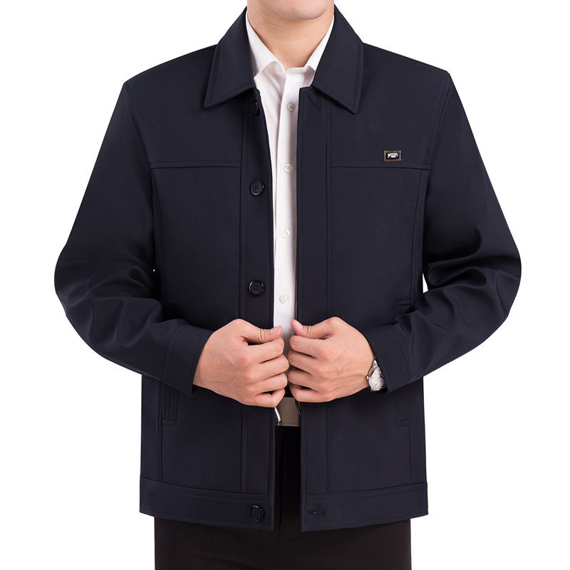Spring and Autumn Middle-Aged and Elderly Men's Jackets, Dad's Clothing, Elderly Men's Casual Long-Sleeve Coats