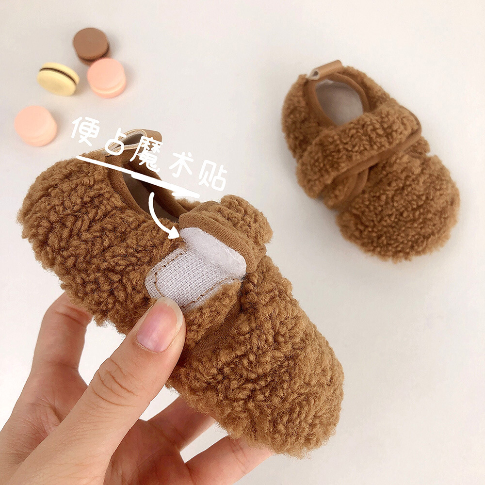 Factory Direct Supply Korean Style Winter fleece-lined Mao Mao Shoes Girls Toddler Shoes Soft Sole Non-slip Princess Shoes Baby Shoes