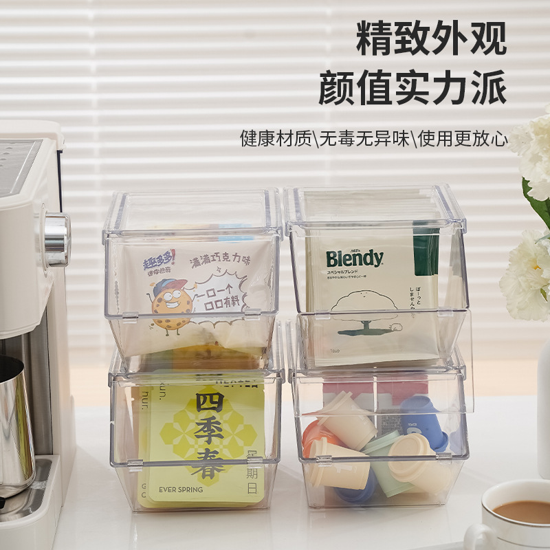 Коробка для хранения чайных пакетиков, капсульный кофе, пылезащитная крышка, офисная настольная коробка для косметики с крышкой