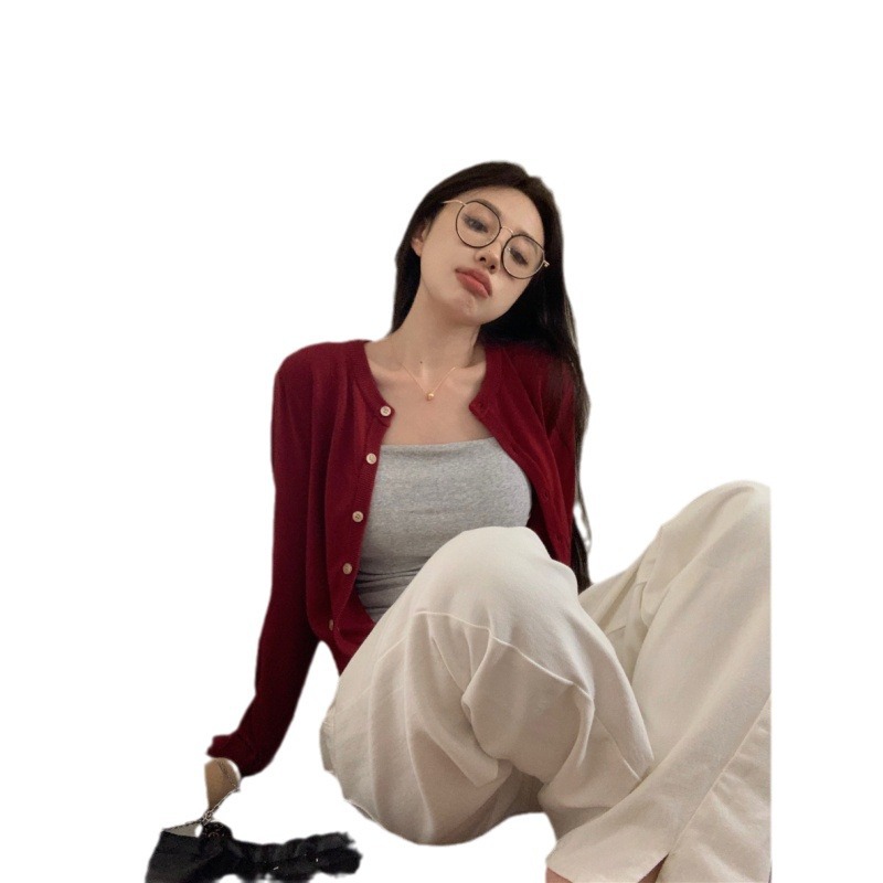 Round Neck Sweater Women's Autumn 2023 Soft Skin-friendly Comfortable All-match Loose Slim-fit Long Sleeve Top