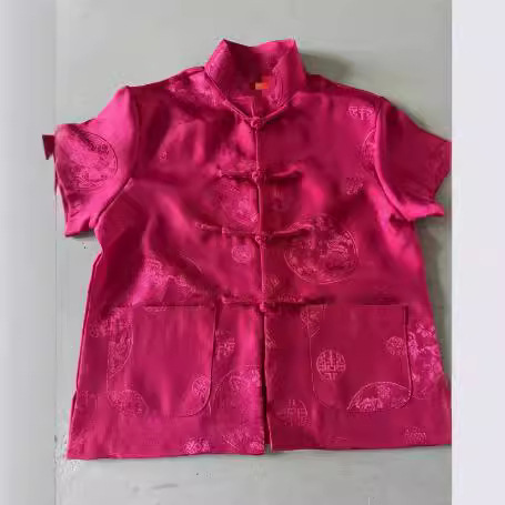 Processing Big Red Boy's Summer Short-sleeved Tang Suit Chinese-style Tuanlong Kung Fu Suit